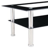 Black Glass Coffee Tea Table Modern Clear Living Room Chrome Legs Black Modern