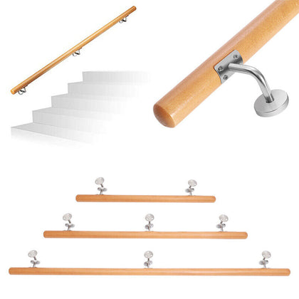 42mm Round Stair Handrail Wooden Bannister Balustrade Stainless Steel Brackets