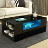 Black LED Wooden Coffee Table With Storage Drawers High Gloss Modern Living Room