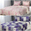 3PCs Patchwork Quilted Bedspread Printed Bed Throw Comforter with Pillow Shams