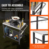 Outdoor Grill Dining Cart Double-Shelf BBQ Movable Food Prep Trolley Patio