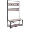 Industrial Steel Clothes Rail Rack Stand Rustic Wood Retro Vintage Garment 180cm