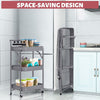 3 Tier Kitchen Trolley On Wheels Folding Rolling Cart Storage Rack With Handle