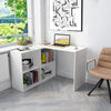 Mondeer White L-shaped Computer Desk Corner PC Table Workstation with 4 Shelves