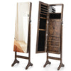 Free-Standing Jewelry Cabinet Full Length Mirror Makeup Storage Cabinet Lockable