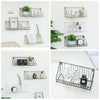 Industrial Wall Mounted Shelf Unit Metal Wire Floating Shelves Office Room Decor