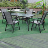Outdoor Garden Dining Table Chairs Seat Patio Furniture Set with Parasol Hole UK