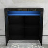 UK 2 Doors Cabinet Sideboard Cupboard High Gloss Fronts Storage RGB LED