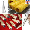 12Pcs Stainless Steel Pastry Cream Horn Cone Shape Bread Cake Mould Baking UK