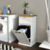 Laundry Cabinet Organizer Freestanding Tilt Out Laundry Hamper W/ Drawer &Basket