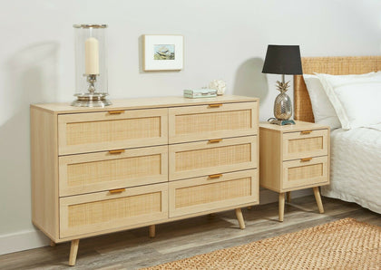 Light Rattan Bedroom Furniture Wood Bedside Table Cabinet Chest of Drawers