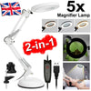 LED Desk Lamp 5X Magnifier Glass Light Stand Clamp Foldable Beauty Magnifying UK