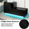 High Gloss 2 Drawer Sofa Side End Table/Bedside Cabinet Table Small Desk RGB LED