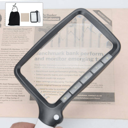 Magnify Glass with 5 LED Folding Handheld Magnifying Light Portable Rectangle UK