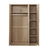Modern Matt Oak 3 door triple wardrobe with shelves rail.Slow-clos