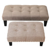 Large Footstool Chesterfield Button Seat Bench Chair Ottoman Pouffe Stool Linen