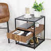 Modern Tempered Glass Bedside Table Storage Drawer Nightstand Cabinet Home Offic