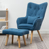 Fabric Armchair Sofa Buttoned High Back Upholstered with Foot Stool Accent Chair