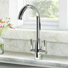 Kitchen Tap Sink Mixer Twin Lever Tap Swivel Modern Chrome Basin Waterfall Taps
