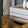 End Table Bedroom Side Stand Accent Table w/ Shelf & Drawer Rustic Brown