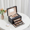 Mondeer Jewellery Box 4 Tier Jewelry Case w/ Lock Mirror and 3 Removable Drawers