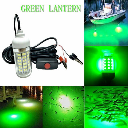 108LED Green Underwater Submersible Night Fishing Light Boat Attract Fish 12V