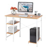 Office Compact Computer Desk Wooden & Metal Table With Bookcase Storage Shelf