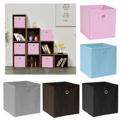Pack of 2/4/6 Eyelet Foldable Storage Cubes Boxes Home Organization Collapsible