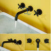 Brass Wall Mounted Basin Matte Black Faucet Bathroom Mixer Tap Rotation Spout