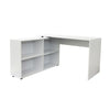White Large L-Shaped Computer Desk With Shelves Workstation Home Office PC Table