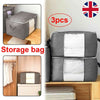 3Pcs Clothes Storage Bag Zipped Organizer Underbed Wardrobe Cube Closet Boxes UK