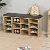 Shoe Storage Rack Cabinet Bench w/ Cushion Movable Shelves Home Brown