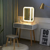 Vanity Table Set Makeup Dressing Table w/ LED Adjustable Mirror Stool 2 Drawers