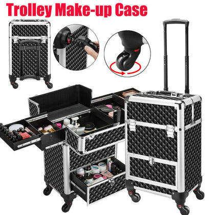Extra Large Rolling Make-up Cosmetic Beauty Nail Polish Trolley Case Organiser