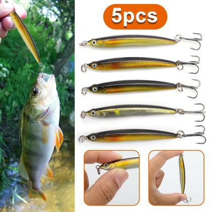 5Pcs Sea Fishing Lures Spinners Bass Mackerel Trout Minnow Pike Tackle Hooks UK