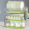 3 Tier Green Kitchen Dish Drainer Cutlery Cup Plates Holder Sink Rack Drip Tray