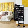 18 LEDs Jewelry Cabinet Floor Standing Storage Organizer w/Mirror Adjustable