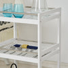 3-Tier Home Trolley Kitchen Storage Cart Steel Bars 4 Wheels Rolling Unit White