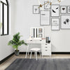 Dressing Table with Mirror Stool Drawer Cupboard Vanity Set Makeup Desk White