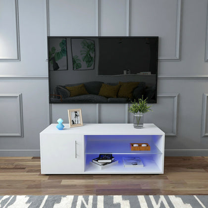 Home Modern Router DVD TV Stand Cabinet Living Room With High-Gloss LED Light UK