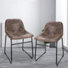 2PCS Rustic Retro Leather Bar Stools Dining Kitchen Pub Counter High Back Chair