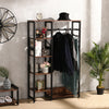 160CM Industrial Metal Clothes Rail Rack Stand Rustic Wood Retro Vintage Garment