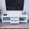 White TV Stand Modern High Gloss Doors 160cm with LED Lights Unit Cabinet