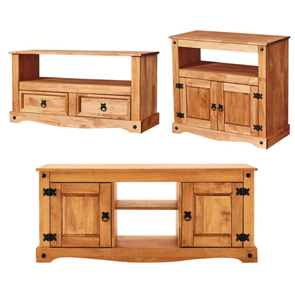 Corona TV Unit Solid Pine Straight Stand Cabinet Media Entertainment Mexican