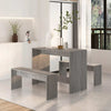 Grey Modern Dining Table 2 Bench Seat Space Saving Kitchen Furniture Set Chairs