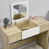 Log Color Dressing Table Makeup Desk w/Flip-up Drawer Mirror & Stool Vanity Set