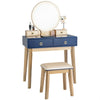 Modern Makeup Table Set Vanity Dressing Table W/ Stool LED Mirror & 4 Drawers