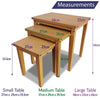 Nest of 3 Tables Nesting Coffee Side Table Wooden White Pine Space Saving Table