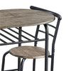 Compact Dining Room Set, 3 Piece Kitchen Breakfast Bar Table with Storage Shelf