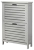 Shoe Storage Cabinet 2 Tier Grey Slatted Cupboard Doors Scandanavian Style